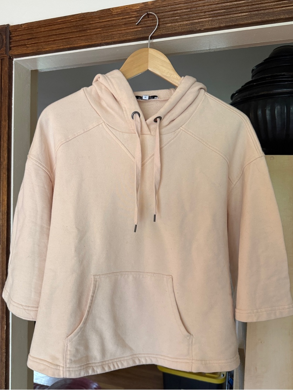 William Rast Pale Peach Short-Sleeve Hoodie Sweatshirt
